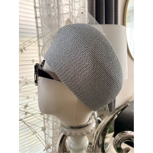 Embellished Asymmetrical Silver Straw Statement Fascinator Hat main image 9